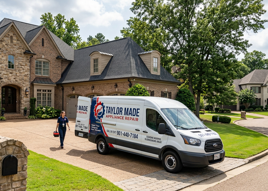 Taylor Made technician with service van at a Memphis-area home